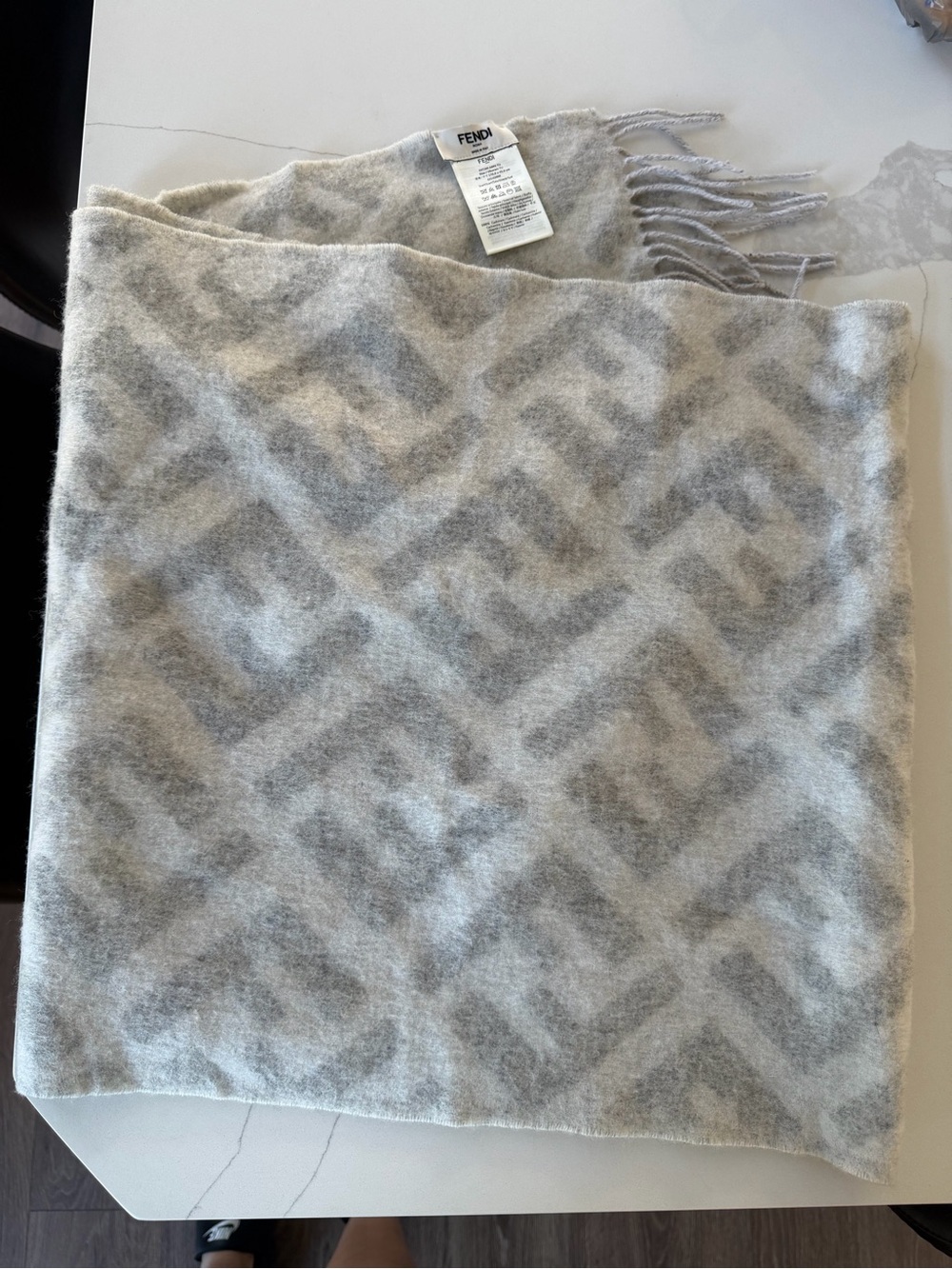 Fendi Pale Gray Cashmere Scarf